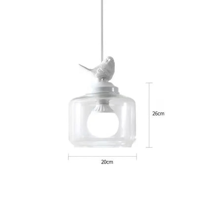Perfecsy Birds Glass Pendant Light with clear glass shade and bird topper 20cm x 26cm on Tampa Home & Garden Store