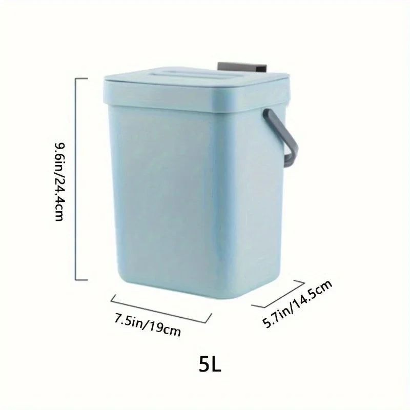 Perfecsy 5L space-saving quiet-close trash can with lid and side handle light blue plastic on Tampa Home & Garden Store