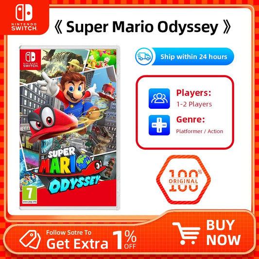 Super Mario Odyssey Nintendo Switch game case with Mario and hat artwork, Switch logo on Tampa Home & Garden Store