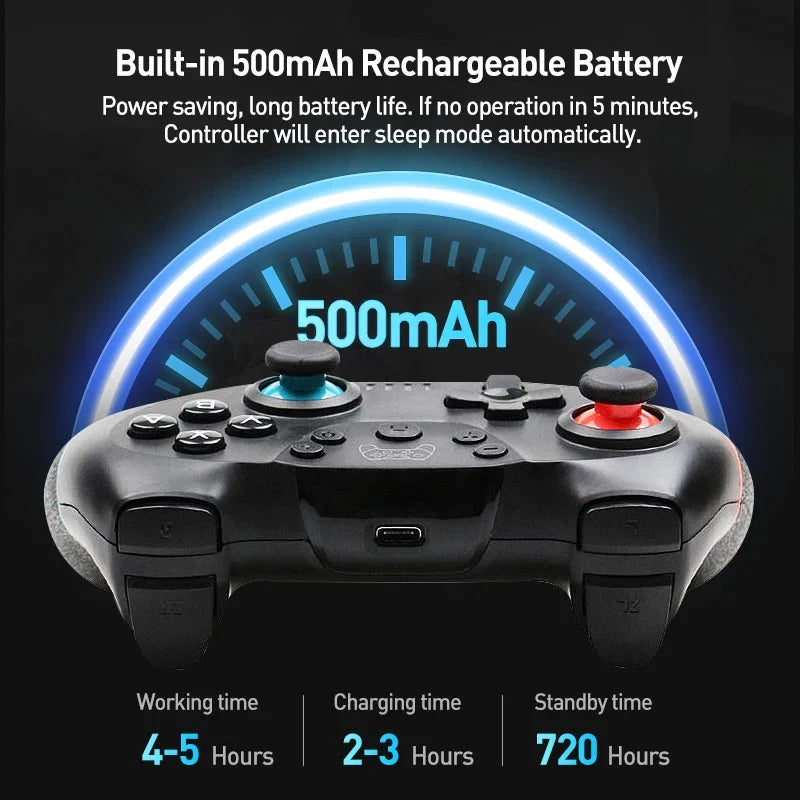 Wireless Bluetooth gamepad for Nintendo Switch OLED Lite; black with 500mAh battery on Tampa Home & Garden Store