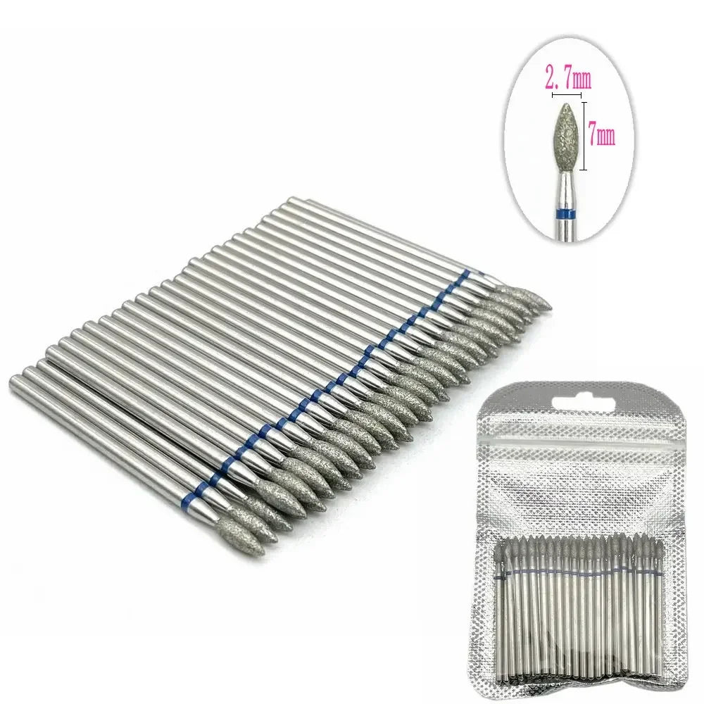 Silcy Skin 50pc diamond nail drill bits set, silver coated bits with blue bands, storage pouch on Tampa Home & Garden Store