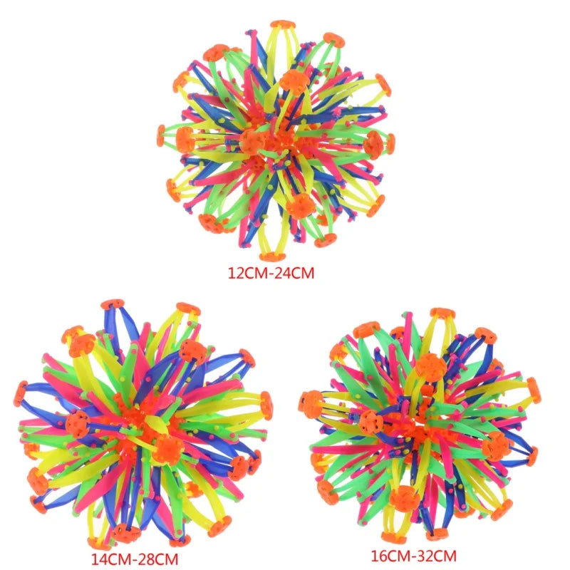 Colorful retractable flower ball toy FLIPSTYLEZLLC; indoor outdoor sensory throw balls, 3 sizes on Tampa Home & Garden Store
