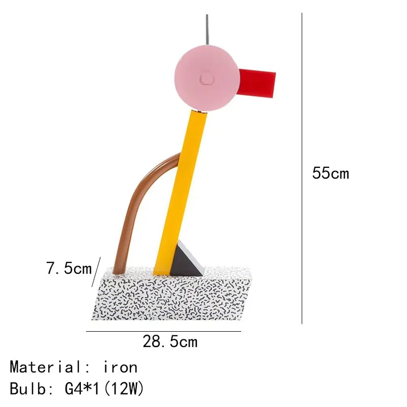 DecorBites Kids LED Table Lamp, iron Nordic desk lamp with pink head and yellow leg on Tampa Home & Garden Store