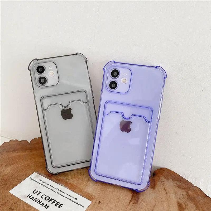 Transparent Card Slot Case For Iphone With Holder