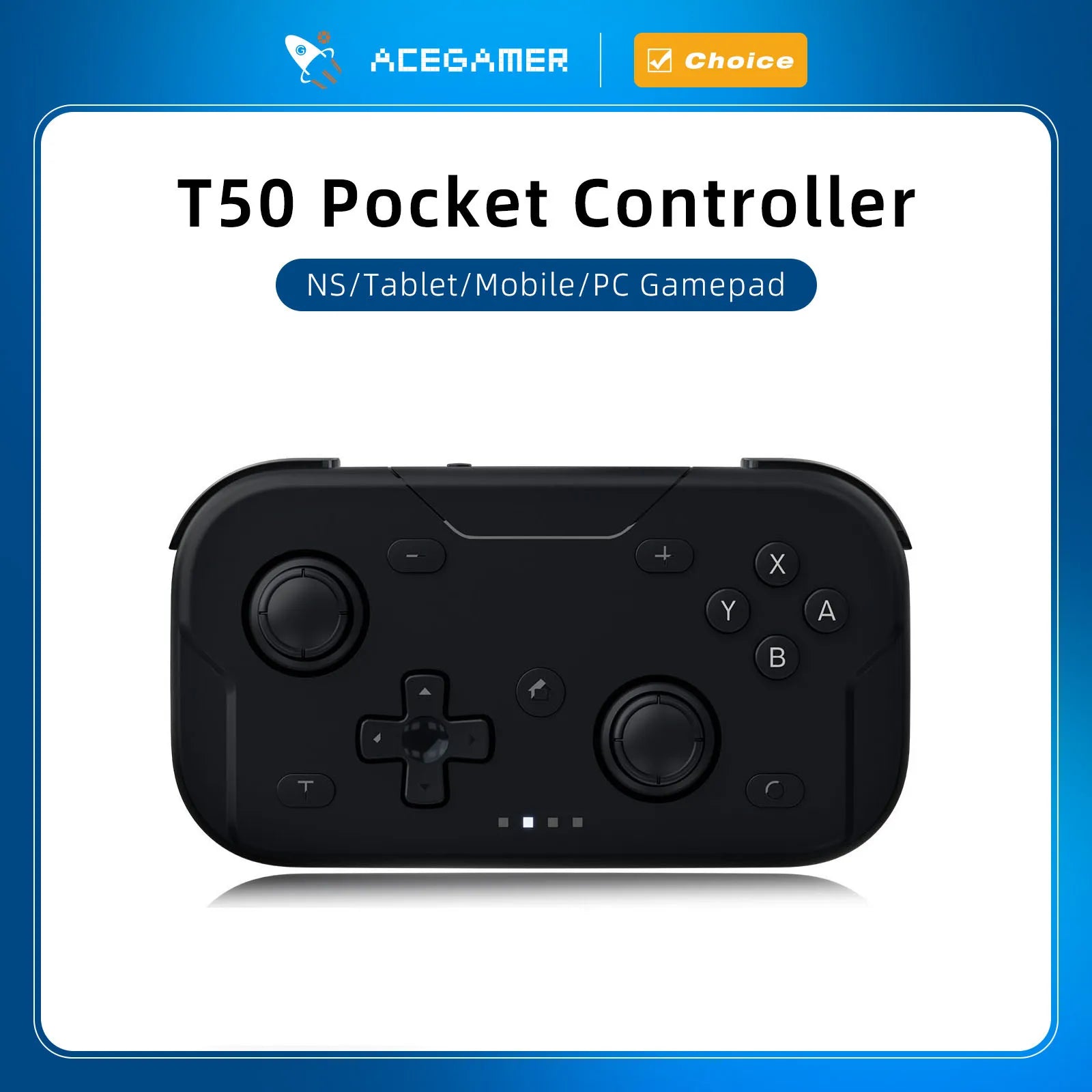 T50 Pocket Controller black handheld gamepad with dual joysticks and D-pad AceGamer logo on Tampa Home & Garden Store