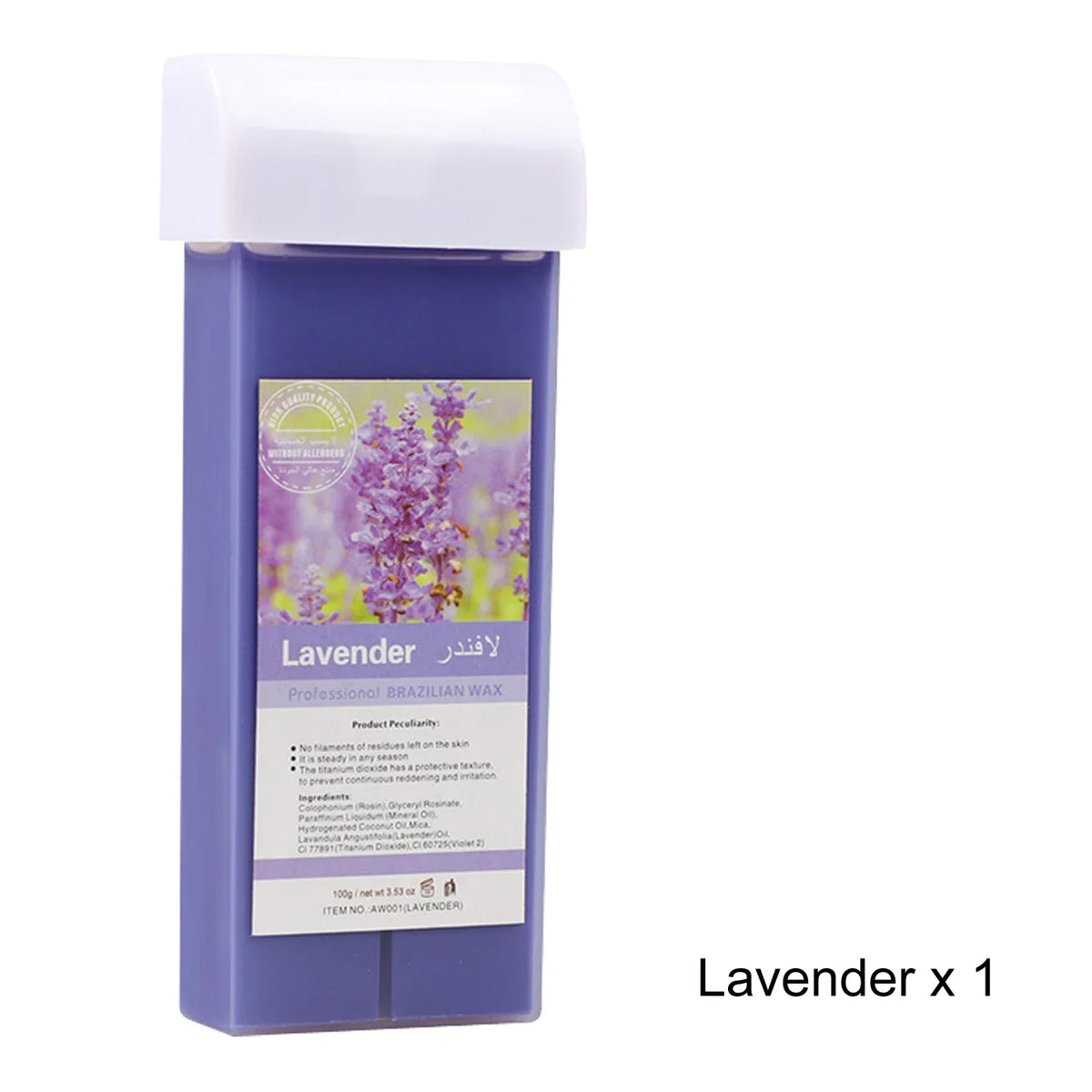 Lavender roll-on waxing kit by Silcy Skin, purple container with lavender label on Tampa Home & Garden Store