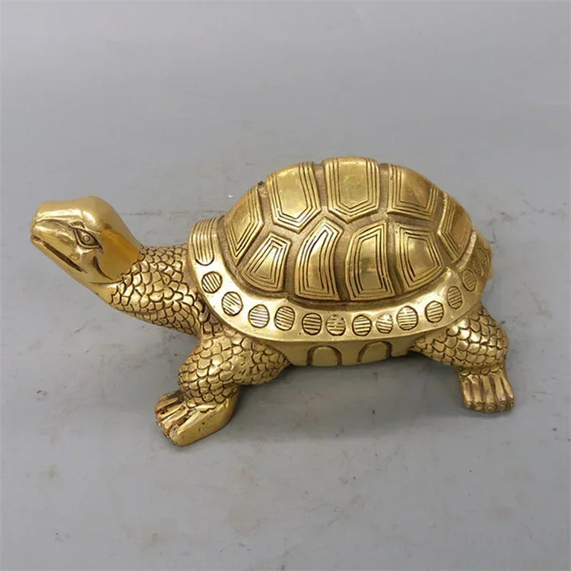 Pure copper tortoise statue Longevity mascot, gold finish desk decor by Perfecsy on Tampa Home & Garden Store