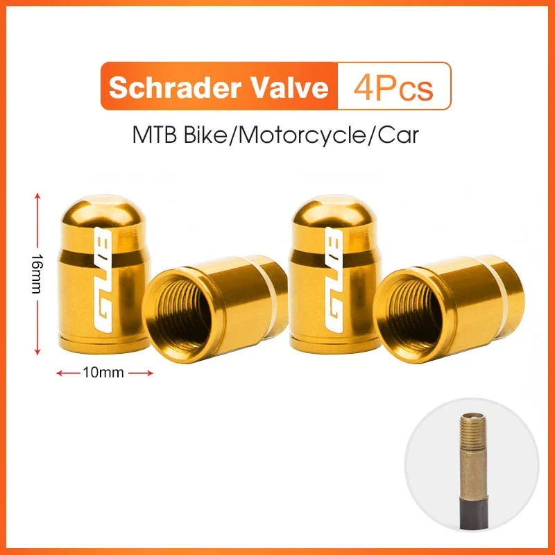 Aluminum valve caps gold 4 pcs by BikerZoneZ for Schrader valves on Tampa Home & Garden Store