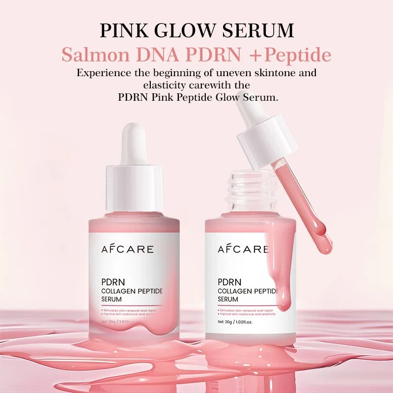 AFCARE PDRN collagen peptide serum bottles with droppers, pink serum on pink backdrop, 2 bottles on Tampa Home & Garden Store