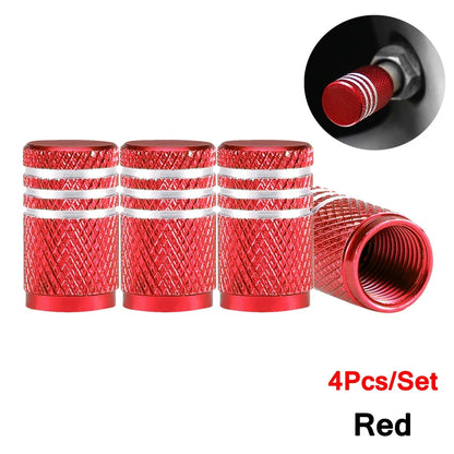 Valve stem caps 4-piece red aluminum set by BikerZoneZ on Tampa Home & Garden Store