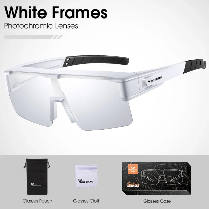 West Biking sunglasses white frames, photochromic UV400 lenses on Tampa Home & Garden Store