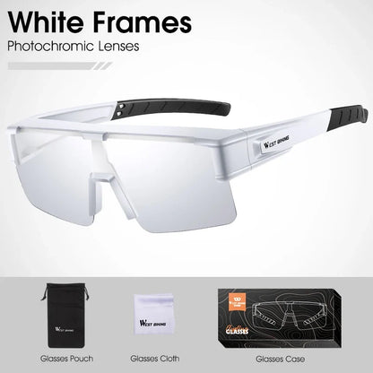 West Biking sunglasses white frames, photochromic UV400 lenses on Tampa Home & Garden Store