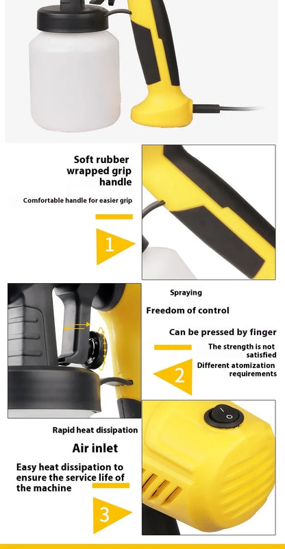 Portable electric paint sprayer gun with yellow and black body and white jar on Tampa Home & Garden Store