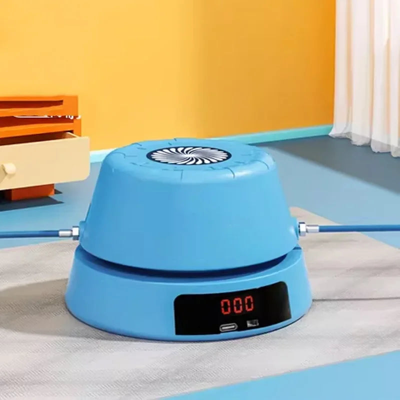 Blue electric rope skipping machine with digital counter and remote for indoor outdoor use on Tampa Home & Garden Store