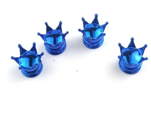 4PCS Valve Stem Caps blue crown style, BikerZoneZ, tire accessories, 4-pack on Tampa Home & Garden Store