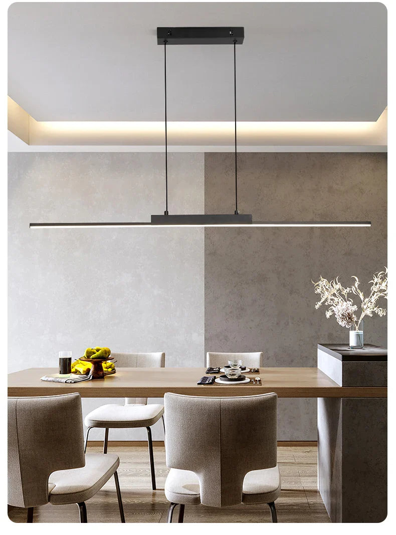 Modern Long Pendant Light – Minimalist Dining Room Chandelier for Kitchen & Living