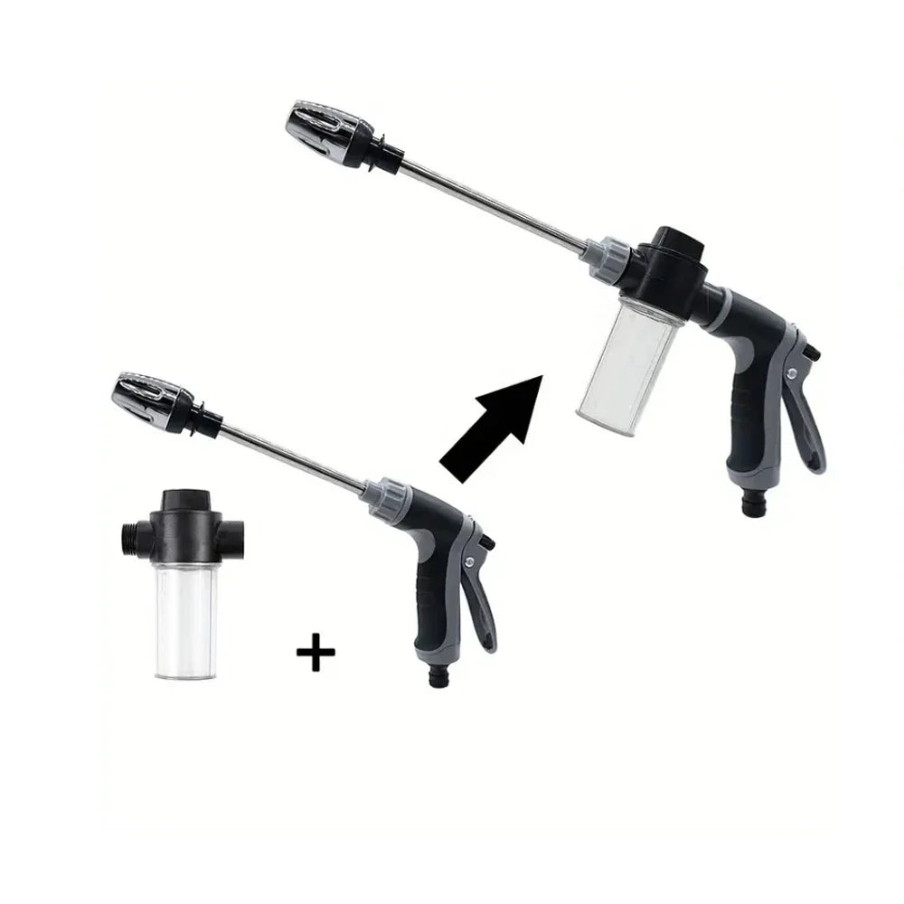 High-Pressure Water Gun with Foam Bottle by UpTrend Deals, black handle and clear reservoir on Tampa Home & Garden Store