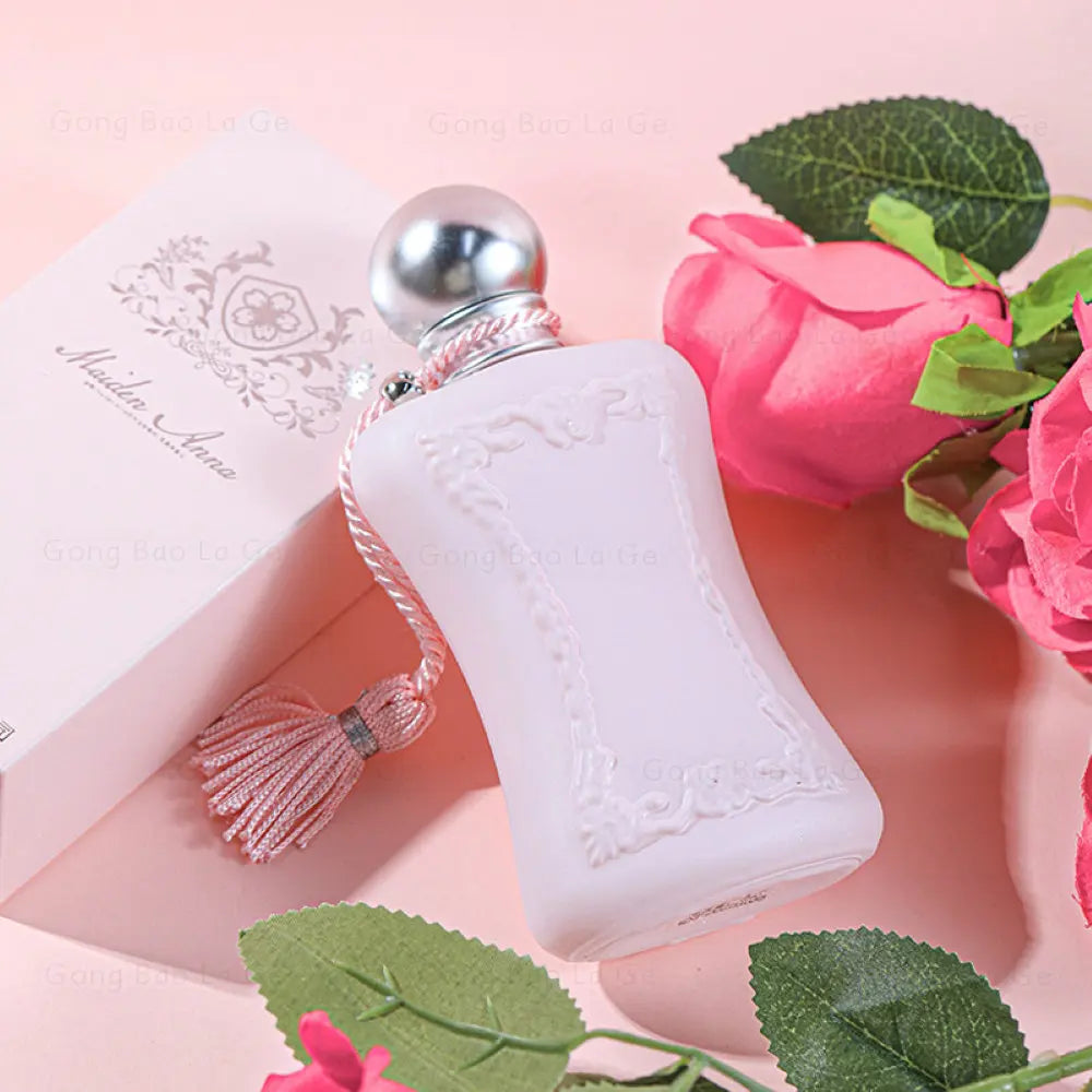 Silcy Skin 75ml pink frosted fragrance bottle with embossed floral design and pink tassel on Tampa Home & Garden Store