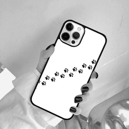 Stevvex dog paw print pattern phone case white hard back with black border for iPhone on Tampa Home & Garden Store