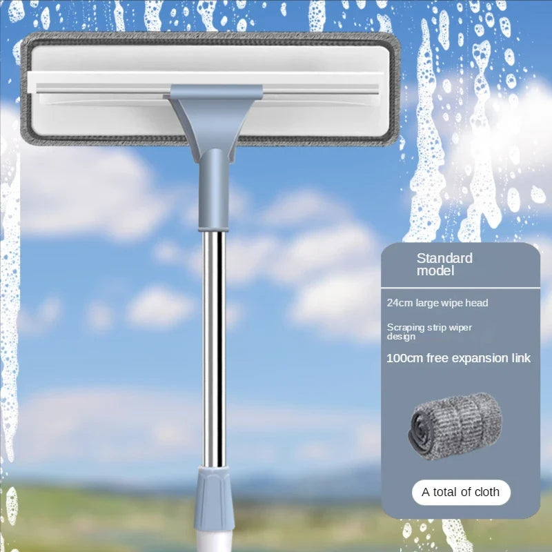 Telescopic window cleaning mop with microfiber squeegee head and scraper on adjustable pole on Tampa Home & Garden Store