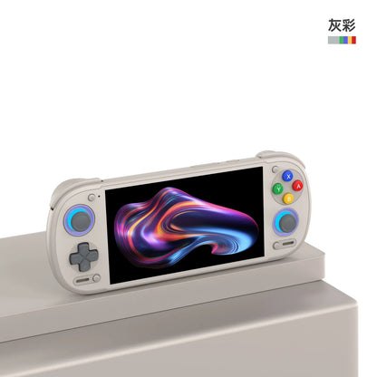 Retroid Pocket 6 handheld game console in white with 5.5 OLED display and colorful buttons on Tampa Home & Garden Store