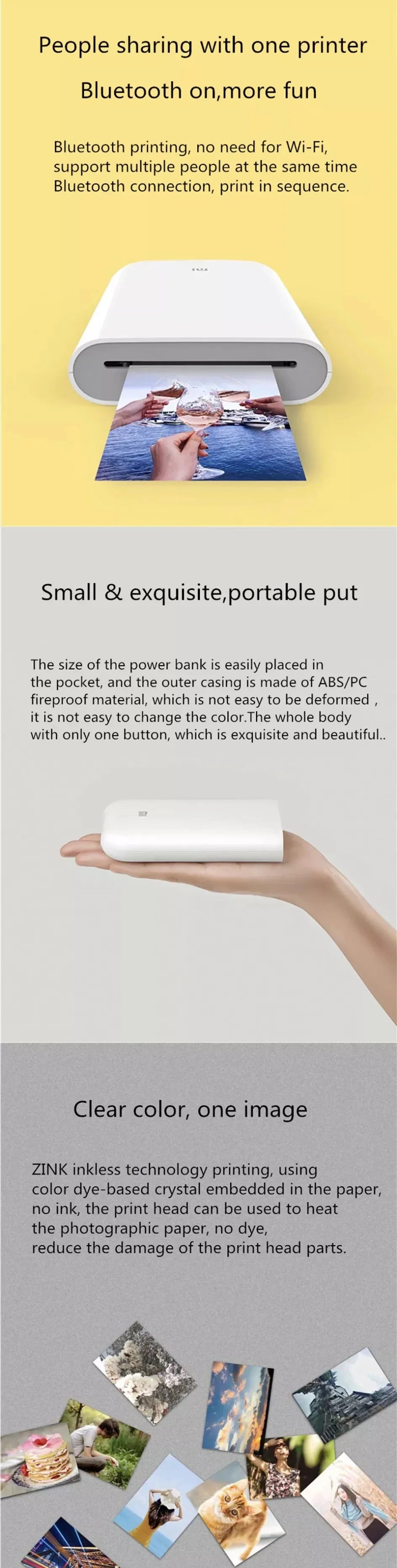 White portable mini photo printer, 300dpi pocket picture printer by UpTrend Deals on Tampa Home & Garden Store