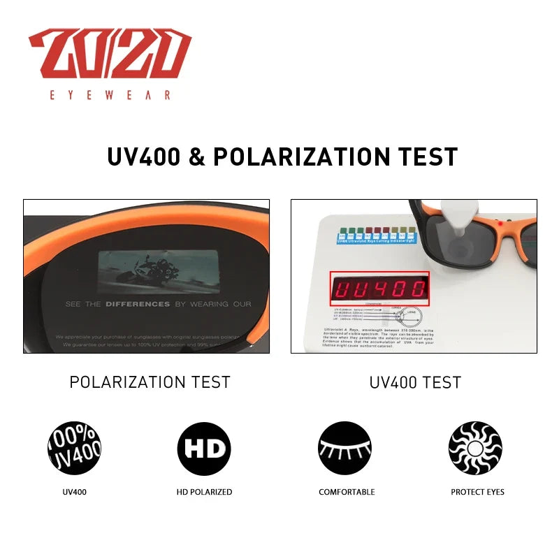 Polarized sunglasses outdoor sport UV400 by BikerZoneZ with orange frame and dark lenses on Tampa Home & Garden Store
