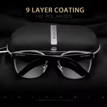 Stevvex aluminium magnesium round sunglasses with polarized UV400 lenses in black frame on Tampa Home & Garden Store