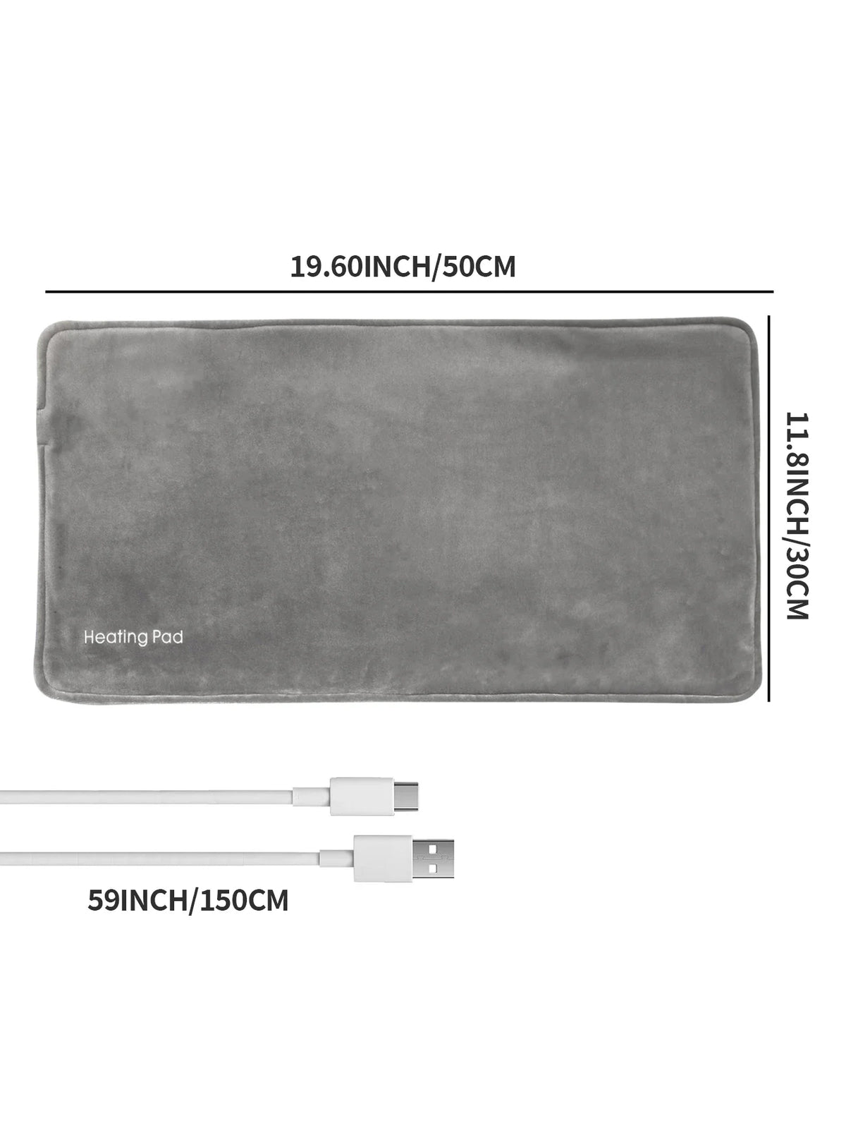 Silcy Skin USB 5V heating pad for cramps and back pain, grey 19.6x11.8 in, 59 in USB cable on Tampa Home & Garden Store