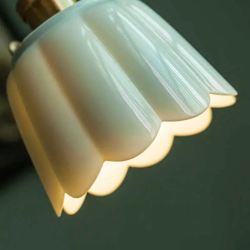 DecorBites Lotus Flower Ceramic LED Pendant Lampshade, pale green ceramic ceiling light on Tampa Home & Garden Store