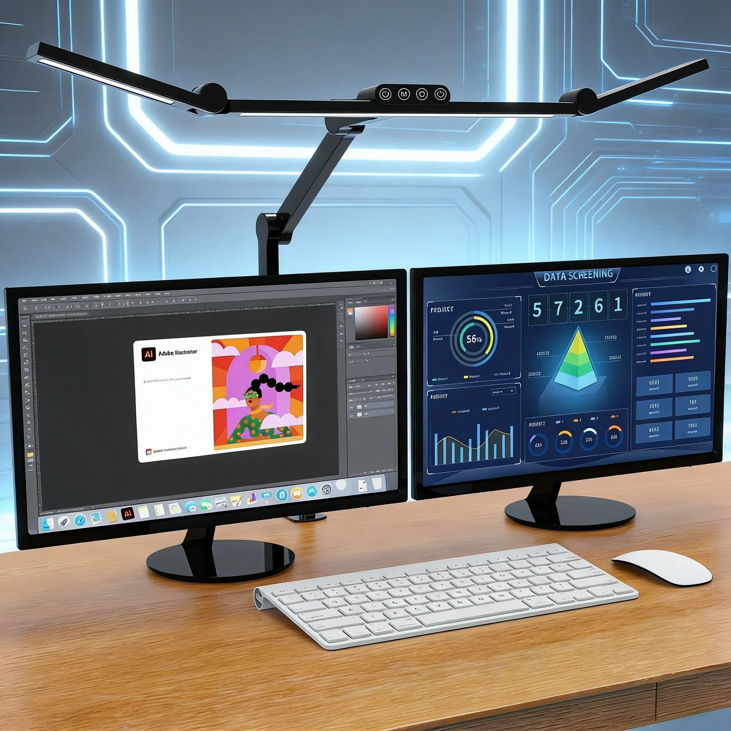 Perfecsy LED desk lamp with clamp, black, 24W bright dimmable for home office over monitors on Tampa Home & Garden Store