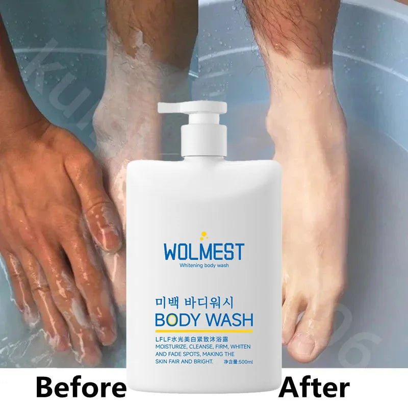 WOLMEST whitening body wash bottle with pump, white 500ml for deep cleansing and even skin tone on Tampa Home & Garden Store