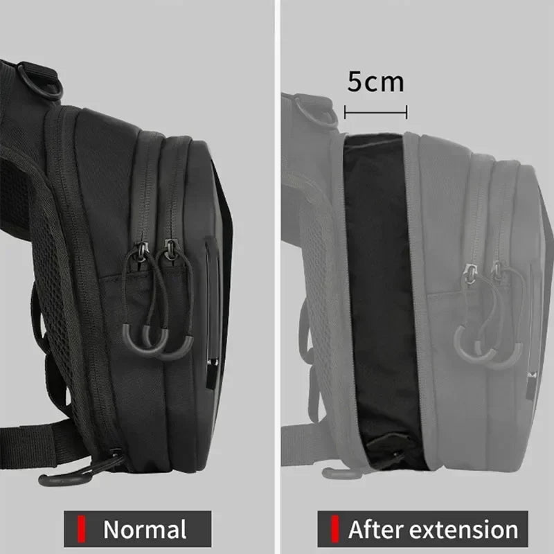 Motorcycle Bag Leg Side Hard Shell Fanny Pack by BikerZoneZ, black, two views on Tampa Home & Garden Store