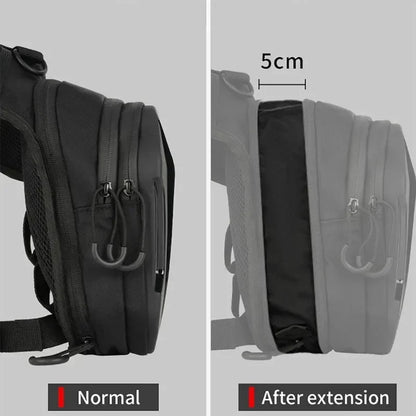 Motorcycle Bag Leg Side Hard Shell Fanny Pack by BikerZoneZ, black, two views on Tampa Home & Garden Store