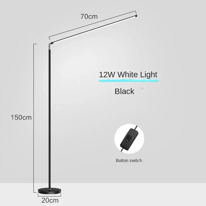 DecorBites LED Floor Lamp black stand, 70cm light bar, 150cm tall, 12W white light, on Tampa Home & Garden Store