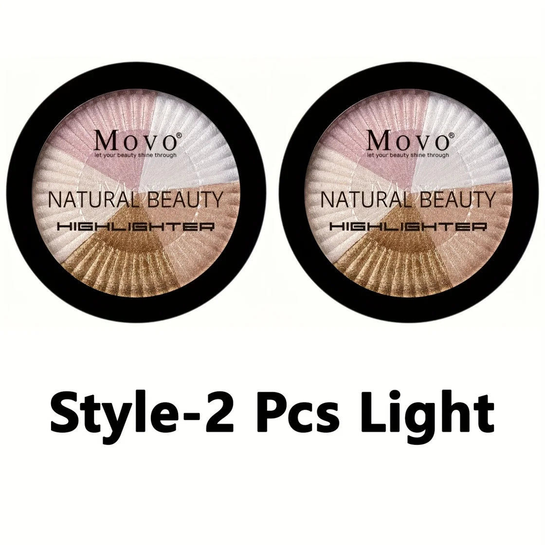 Movo Natural Beauty highlighter palettes, 5-color pearly shimmering powders, 2 pcs on Tampa Home & Garden Store
