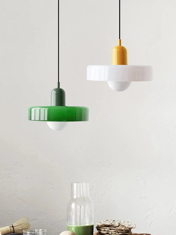 Nordic Bauhaus Glass Chandelier – Retro Dining Room Pendant Light for Living Room