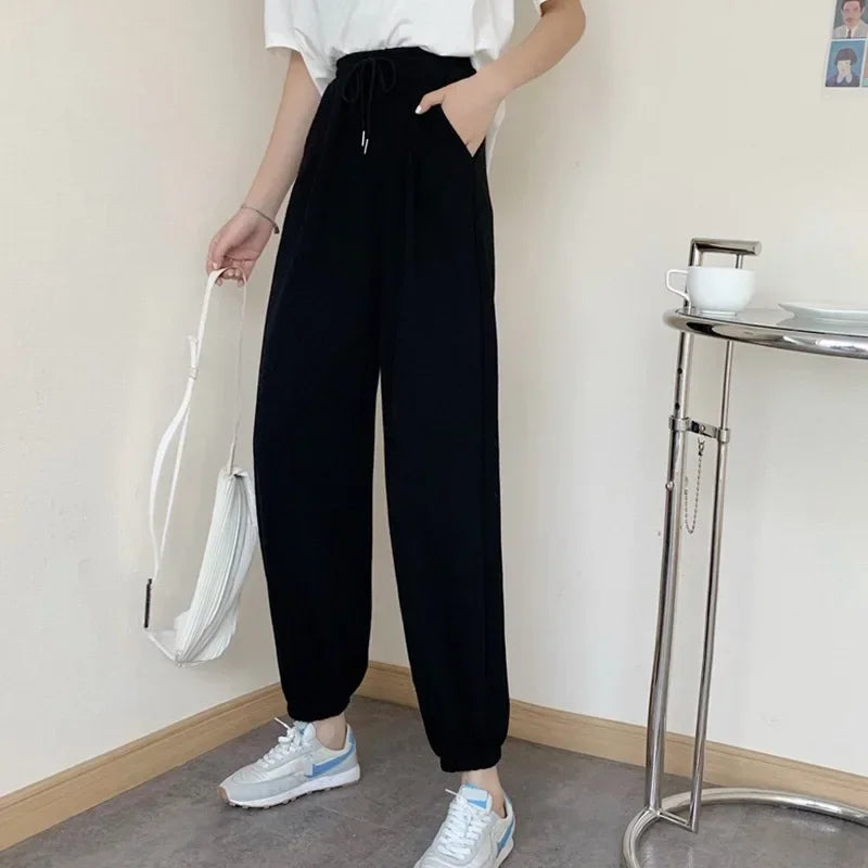 Women Joggers Pants - Oversized Drawstring Hip Hop Sweatpants in black by UpTrend Deals on Tampa Home & Garden Store