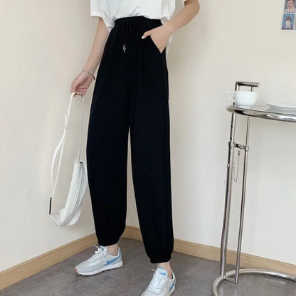 Women Joggers Pants - Oversized Drawstring Hip Hop Sweatpants in black by UpTrend Deals on Tampa Home & Garden Store
