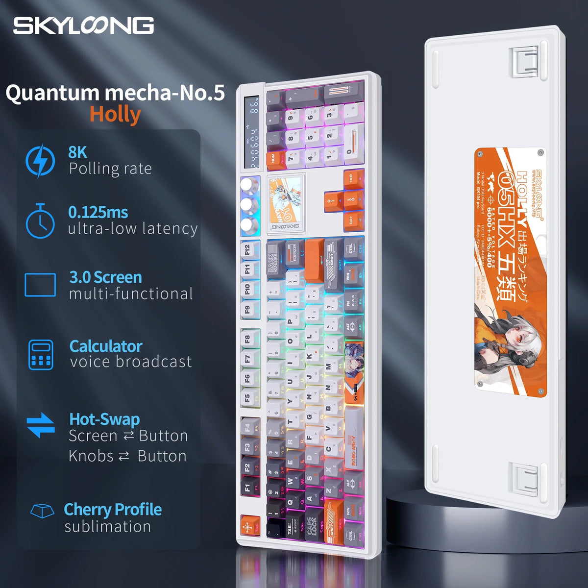 Skyloong GK104 Pro wireless mechanical keyboard with RGB backlit white chassis on Tampa Home & Garden Store