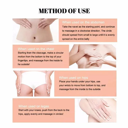 Silcy Skin Stretch Marks Remover Essential Oil serum for pregnancy; collage showing use on body on Tampa Home & Garden Store