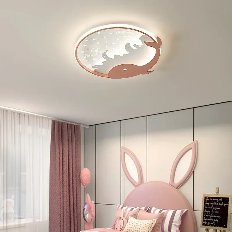 Decorbites Kids LED Ceiling Light pink fixture with sea-themed cutouts for nursery on Tampa Home & Garden Store