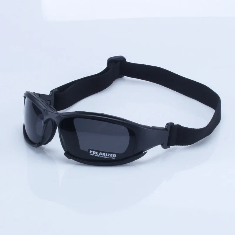 X7 Military Polarized Sunglasses with black frame and adjustable strap, UV400 polarized lenses on Tampa Home & Garden Store