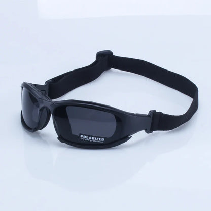 X7 Military Polarized Sunglasses with black frame and adjustable strap, UV400 polarized lenses on Tampa Home & Garden Store