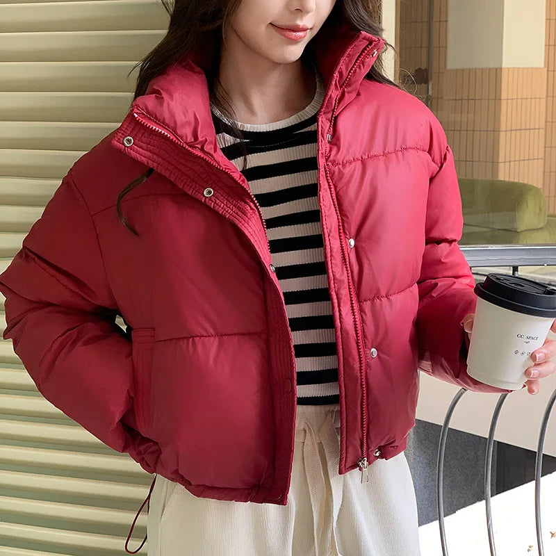 Women Winter Cropped Jacket red cotton-padded puffer coat by UpTrend Deals on Tampa Home & Garden Store