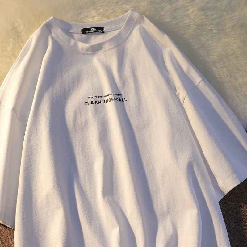 Men's Summer Letter Print T-Shirt white with small black chest text UpTrend Deals on Tampa Home & Garden Store