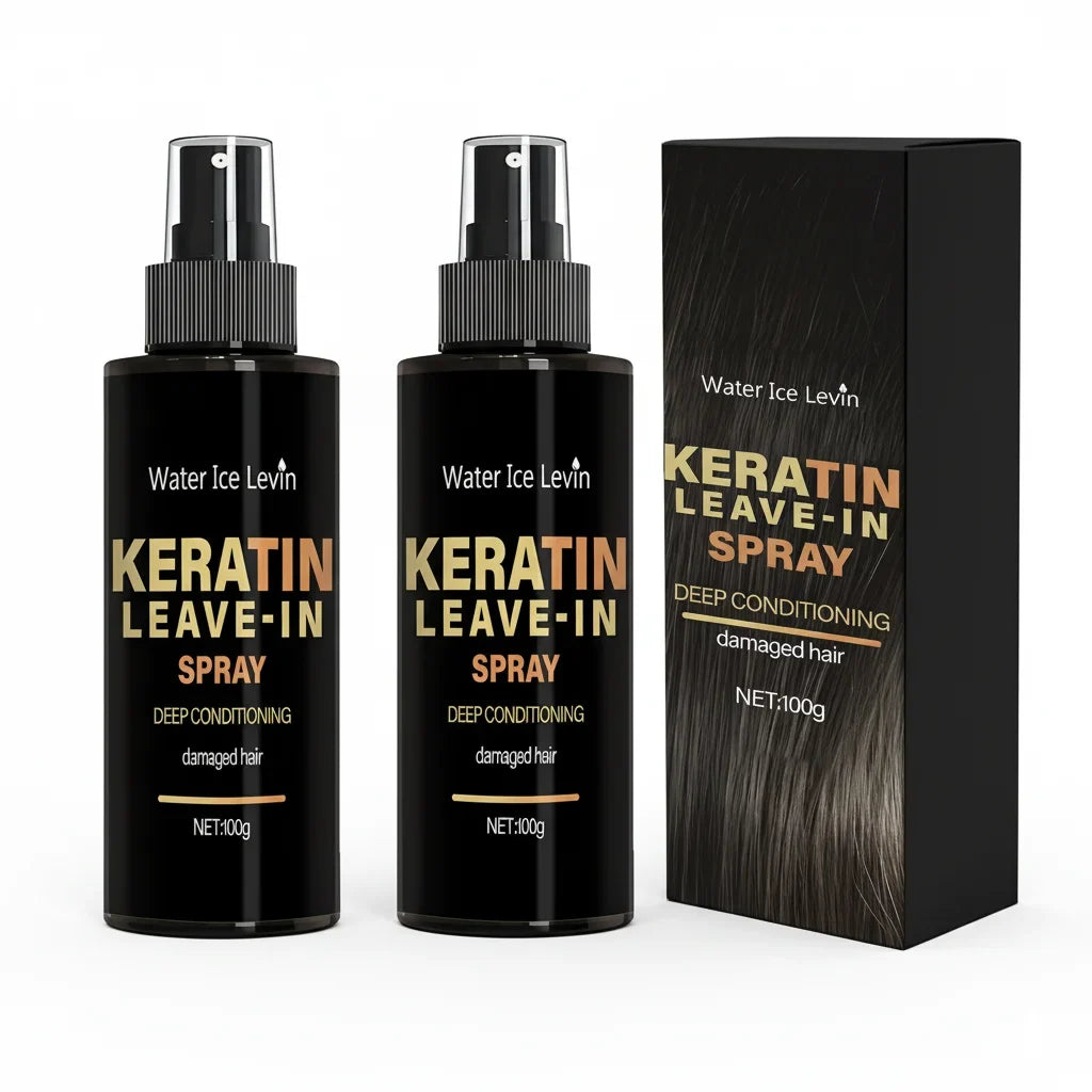 Keratin Leave-In Spray by Silcy Skin, black bottles with gold text, 2-pack with box on Tampa Home & Garden Store
