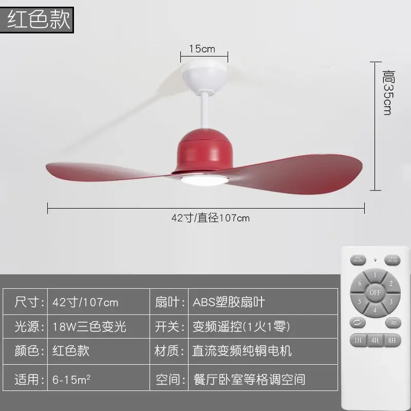 DecorBites Kids double leaf red ceiling fan with light, two ABS blades, remote, 42in dia on Tampa Home & Garden Store