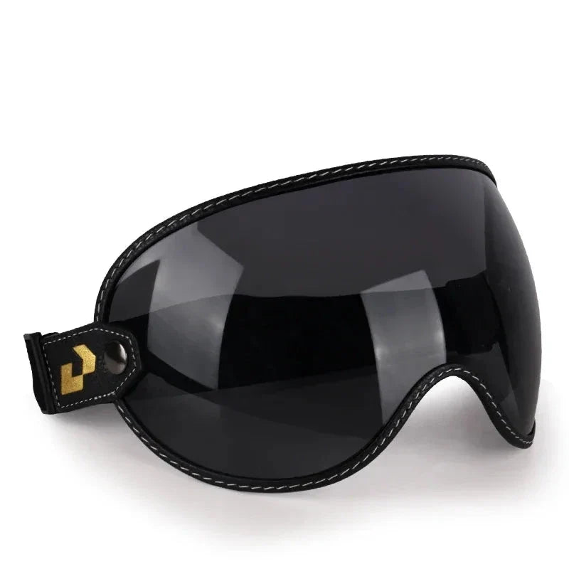 AeroShield Motorcycle Goggles by BikerZoneZ, black lens, stitched strap, UV & wind protection on Tampa Home & Garden Store