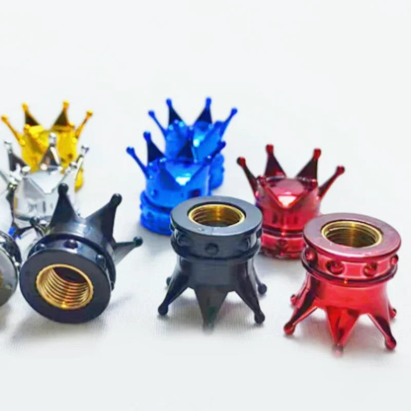 Valve stem caps 4-piece set in blue, red, black, gold anodized metal for tires BikerZoneZ on Tampa Home & Garden Store